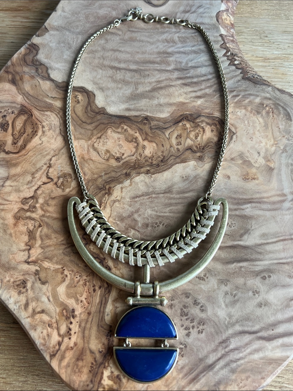 Lucky Brand Gold-Tone Necklace with Blue Pendant
